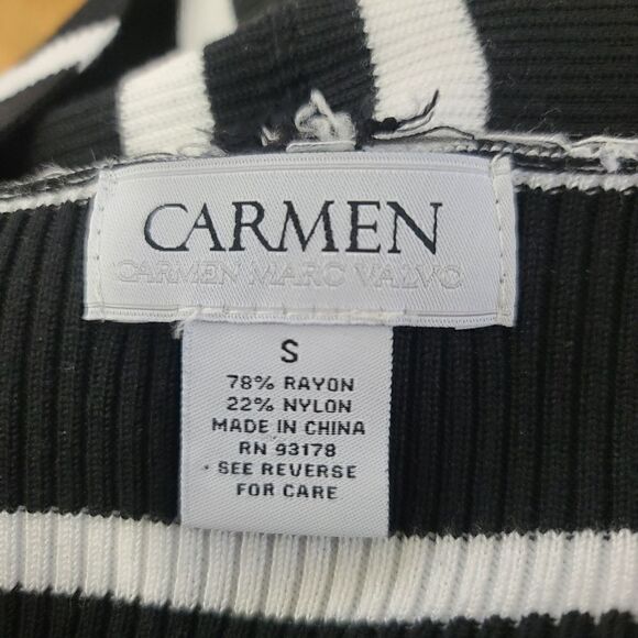 Carmen Carmen Marc Valvo Asymmetrical Stripe Sweater Small - Picture 5 of 6